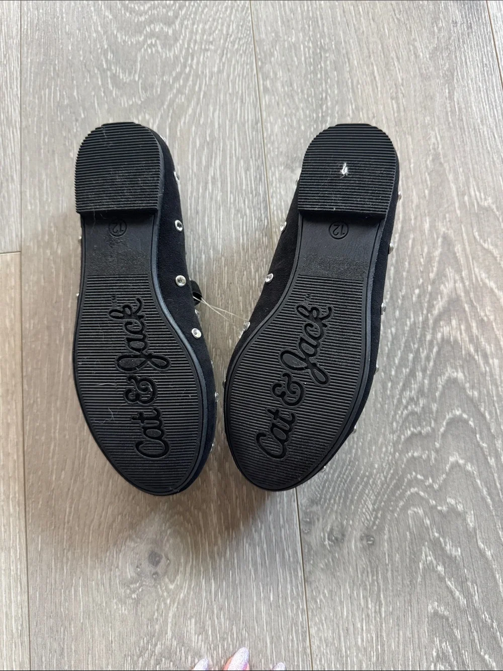 Cat & Jack Black Studded Girls Ballet Flats
